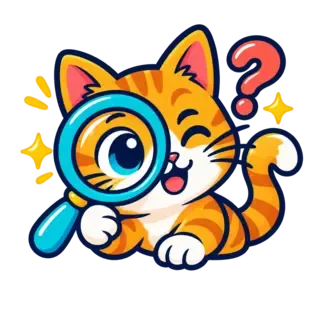 Gato buscando una respuesta con una lupa