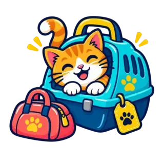 Gato dentro de un transportín preparado para viajar